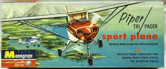 Monogram 1/32 Piper Tri-Pacer Sport Plane - (Tripacer), PA25-98 plastic model kit